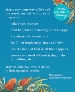 Feast Day Prayer Card reverse